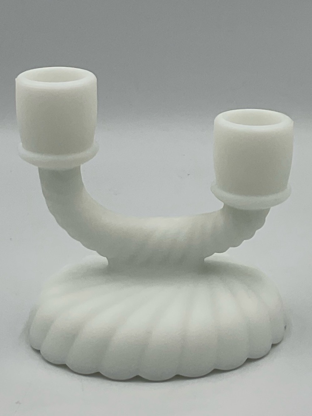 Vintage Imperial Milk Glass White Swirling Double Arm Candle Holder